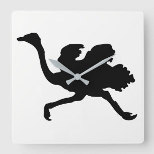 Ostrich Silhouette Quadratische Wanduhr