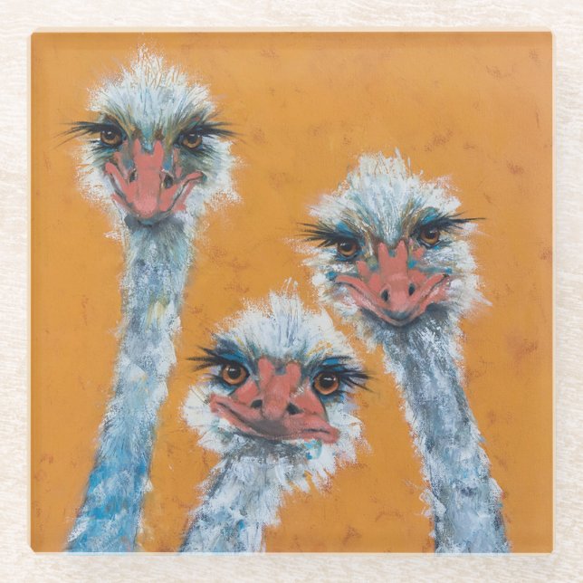 Ostrich Sisters Glass Untersetzer (Vorderseite)
