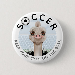 Ostrich Soccer Player Inspirational Button