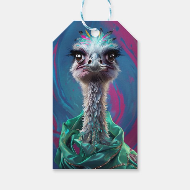 Ostrich themed  geschenkanhänger (Vorderseite)
