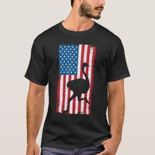 Ostrich Usa Flag Amerika Tierfliegenfliegender Vog T-Shirt