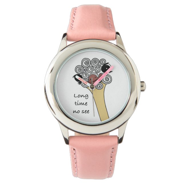 Ostrich Watch for Kids "long time no see" Armbanduhr (Vorderseite)