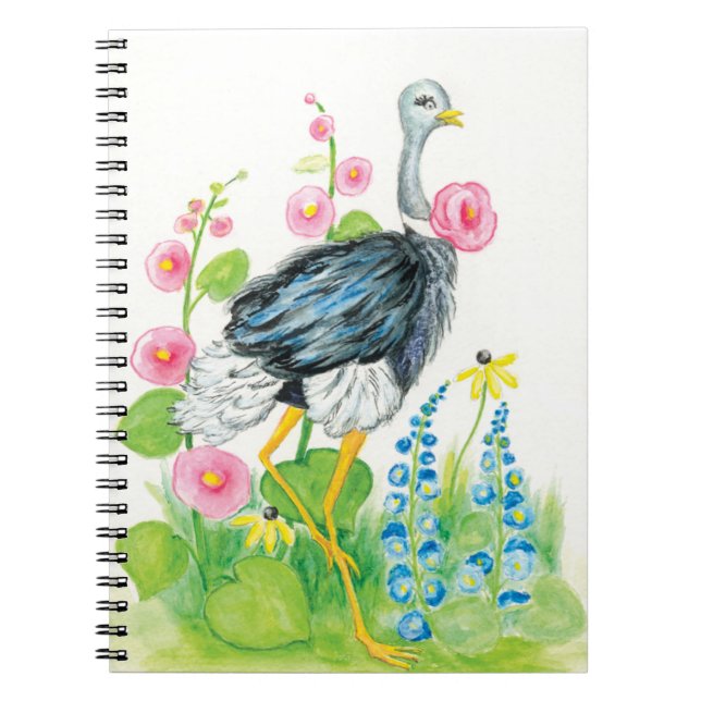 Ostrich Watercolor-Rose Notizblock (Vorderseite)