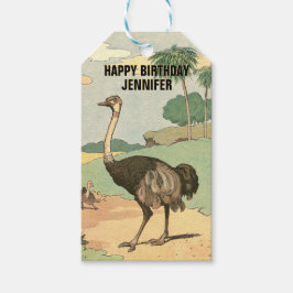 Ostrich Zoo Thema Geburtstag Geschenkanhänger