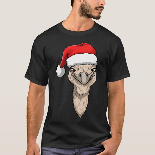 Ostritch Head Santa Funnny Women Animal Liebe Ostr T-Shirt (Vorderseite)