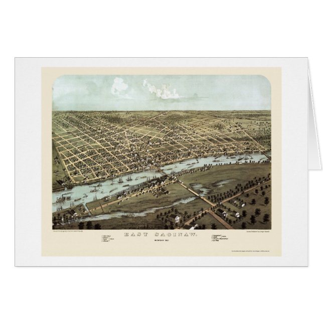 OstSaginaw, panoramische Karte MI - 1867 (Vorderseite (Horizontal))