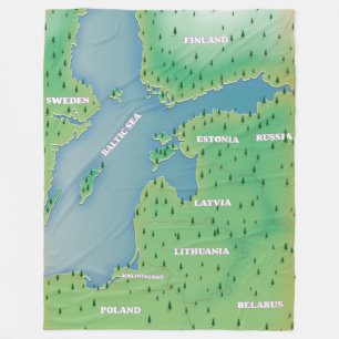 Ostsee-Karte Fleecedecke