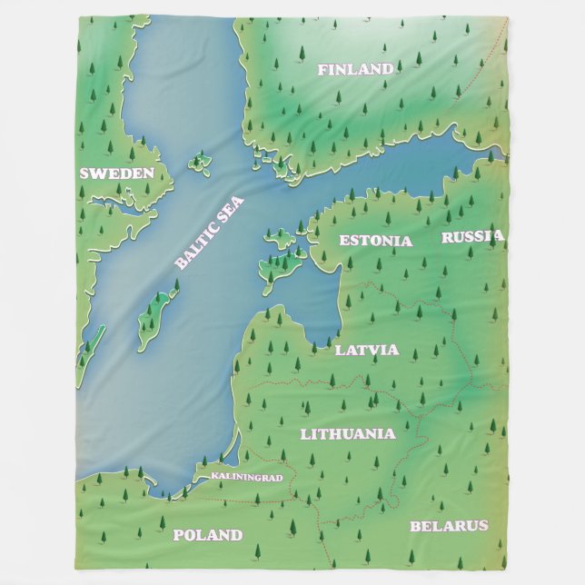 Ostsee-Karte Fleecedecke (Vorderseite)