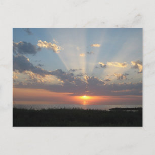 Ostsee Sonnenuntergang mit Lichtstrahlen Postkarte