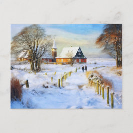 Ostseedorf im Winter. Menschen laufen Postkarte