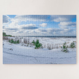 Ostseeküste im Winter schneebedeckt Puzzle