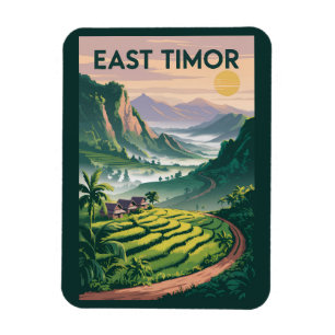 Osttimor Felder Illustration Reise Kunst Vintage Magnet
