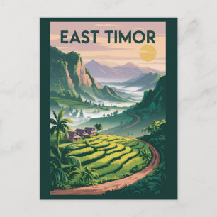 Osttimor Felder Illustration Reise Kunst Vintage Postkarte