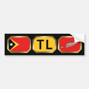 Osttimor-Flagge-Karte-Code-Aufkleber Autoaufkleber