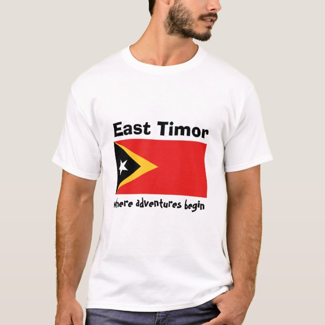 Osttimor-Flagge + Karte + Text-T - Shirt (Vorderseite)