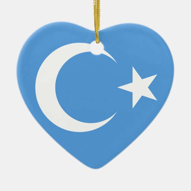 OstTurkestan Uyghur Flagge Keramikornament (Vorne)