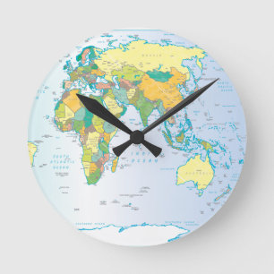 OstWeltkarteuhr Runde Wanduhr