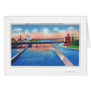 Oswego Fluss-Ansicht der Kanal-Verschlüsse u. des