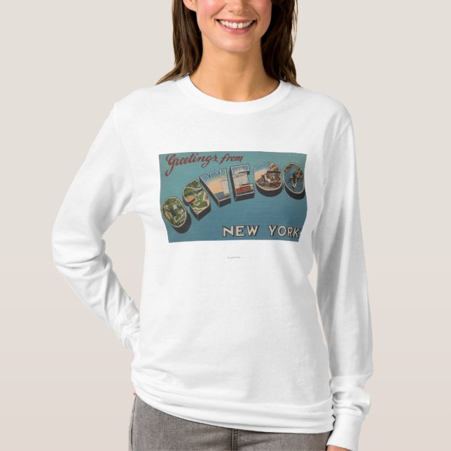 Oswego, New York - große Buchstabe-Szenen T-Shirt (Vorderseite)