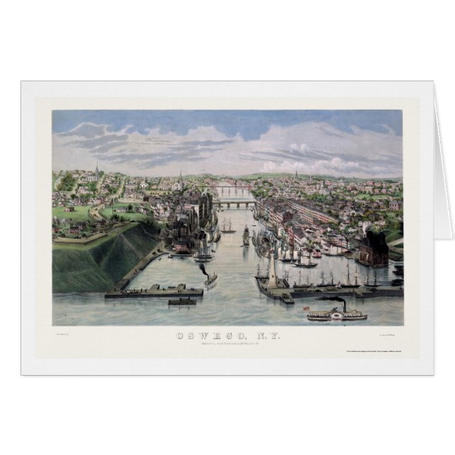 Oswego, NY panoramische Karte - 1855 (Vorderseite (Horizontal))