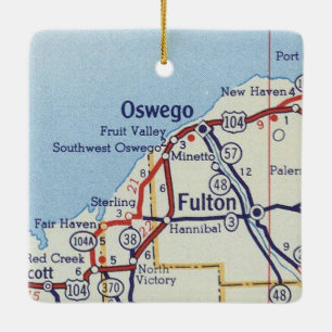 Oswego NY Vintage Karte Keramikornament
