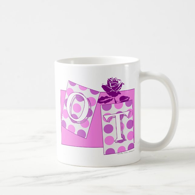 ot Buchstabe blockiert rosa Lila Kaffeetasse (Rechts)