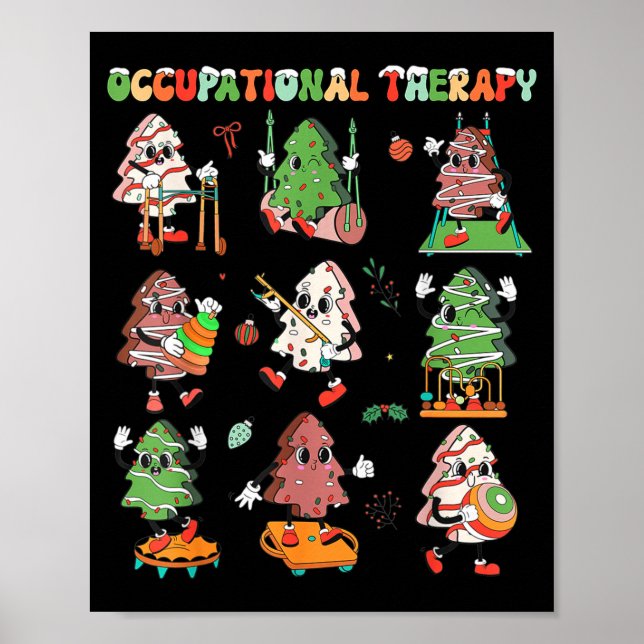 Ot Christmas Occupational Therapy Therast Merry Ot Poster (Vorne)