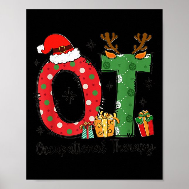 Ot Christmas Occupational Therapy Therast Merry Ot Poster (Vorne)