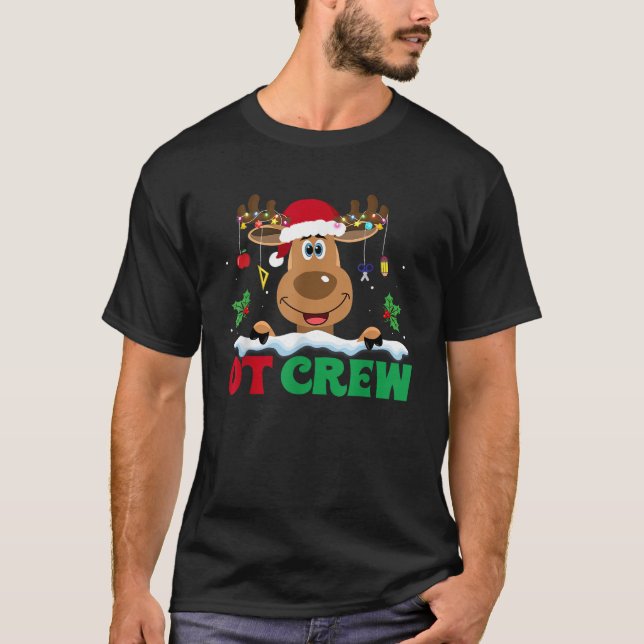 OT Crew Reindeer Santa Hat Funny Christmas Family  T-Shirt (Vorderseite)