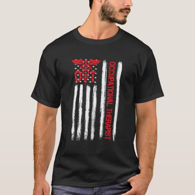 Ot Occupational Therapy American Flag Therapist Mo T-Shirt (Vorderseite)