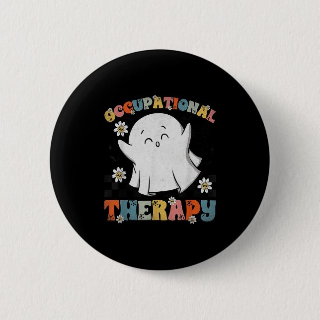 Ot Occupational Therapy Halloween Retro Ghost Ot H Button (Vorderseite)