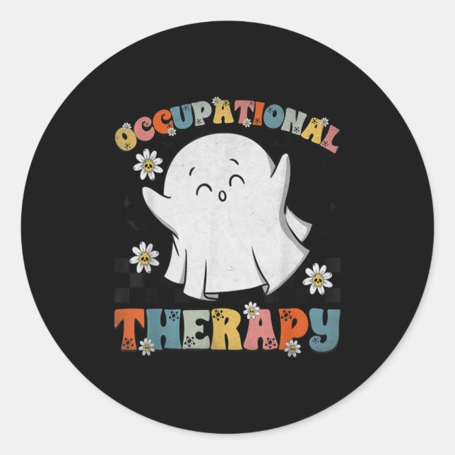 Ot Occupational Therapy Halloween Retro Ghost Ot H Runder Aufkleber (Vorderseite)