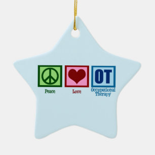 OT Peace Liebe - Berufstherapie Blue Star Keramikornament