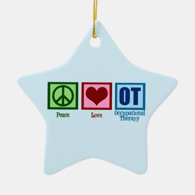 OT Peace Liebe - Berufstherapie Blue Star Keramikornament (Vorne)