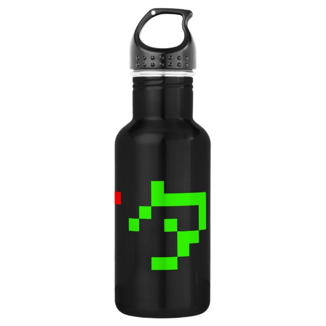 OTAKU 8 Bit Pixel Japanisch Katakana Edelstahlflasche (Vorderseite)