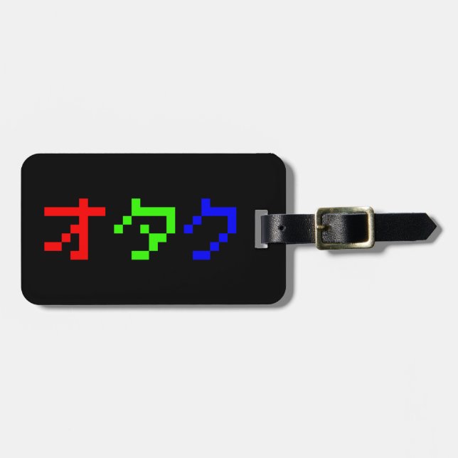 OTAKU 8 Bit Pixel Japanisch Katakana Gepäckanhänger (Vorderseite horizontal)