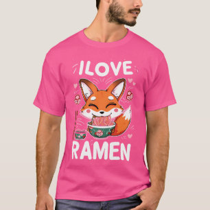 Otaku Anime Kawaii I Liebe Ramen Noodles Red Fox T-Shirt