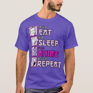 Otaku isst Sleep Anime Wiederholung Niedlich Manga T-Shirt