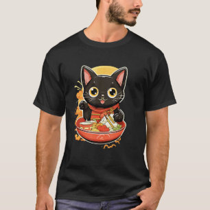 Otaku-Katze isst japanische Ramen-Nudeln 4 T-Shirt