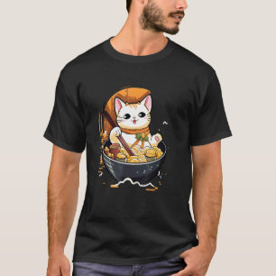 Otaku-Katze isst japanische Ramen-Nudeln 6 T-Shirt