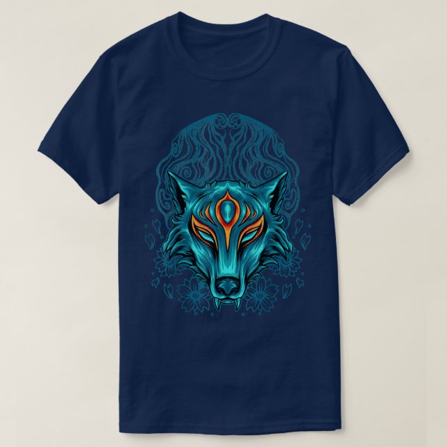 Otakus Kitsune Anime Fox Traditioneller japanische T-Shirt (Design vorne)