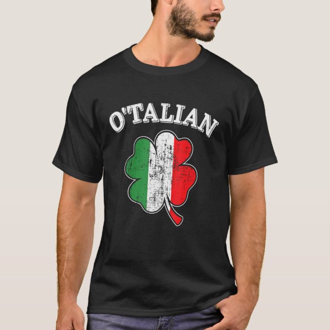 O'talian shamrock and italy flag for italian St Pa T-Shirt (Vorderseite)