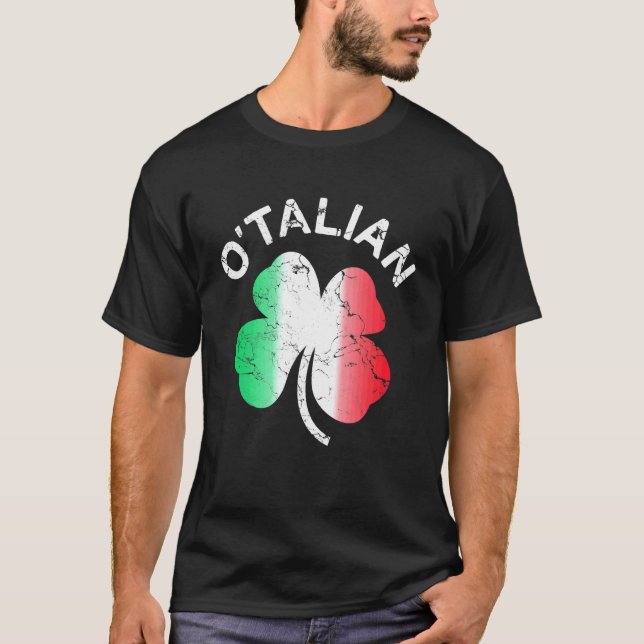 O'talian St Patrick Kleeblatt Italienische Flagge T-Shirt (Vorderseite)