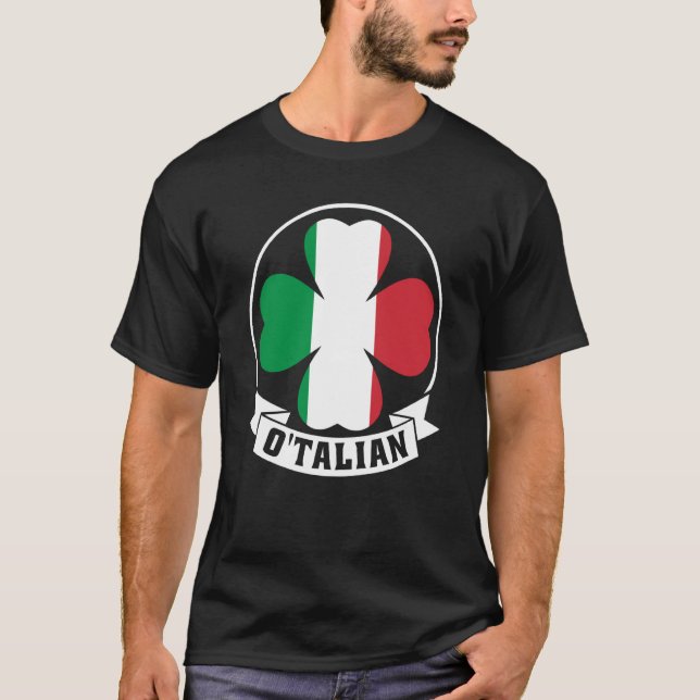 O'Talianer Heiliger Patrick mit irischer und itali T-Shirt (Vorderseite)