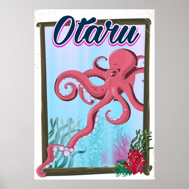 Otaru Japan Tintenfisch Reiseplakat Poster (Vorne)