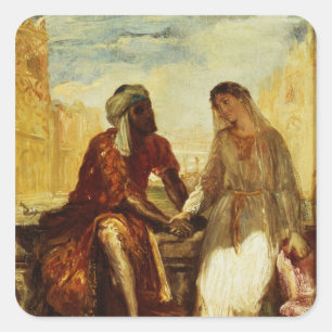 Othello und Desdemona in Venedig, 1850 Quadratischer Aufkleber