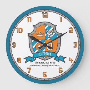 Othni Buchstabe O Name bedeutet Ritter Wolf Orange Große Wanduhr