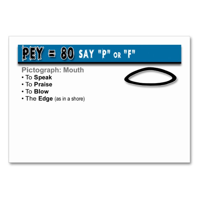 Otiot Flash Cards: 17 von 22 Tischnummer (Rückseite)