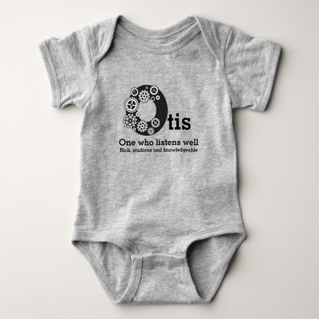 Otis Jungs Name und Bedeutung Zeitcogs Baby Strampler (Vorderseite)