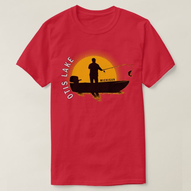 Otis Lake Fischen Michigan Sunrise T-Shirt (Design vorne)